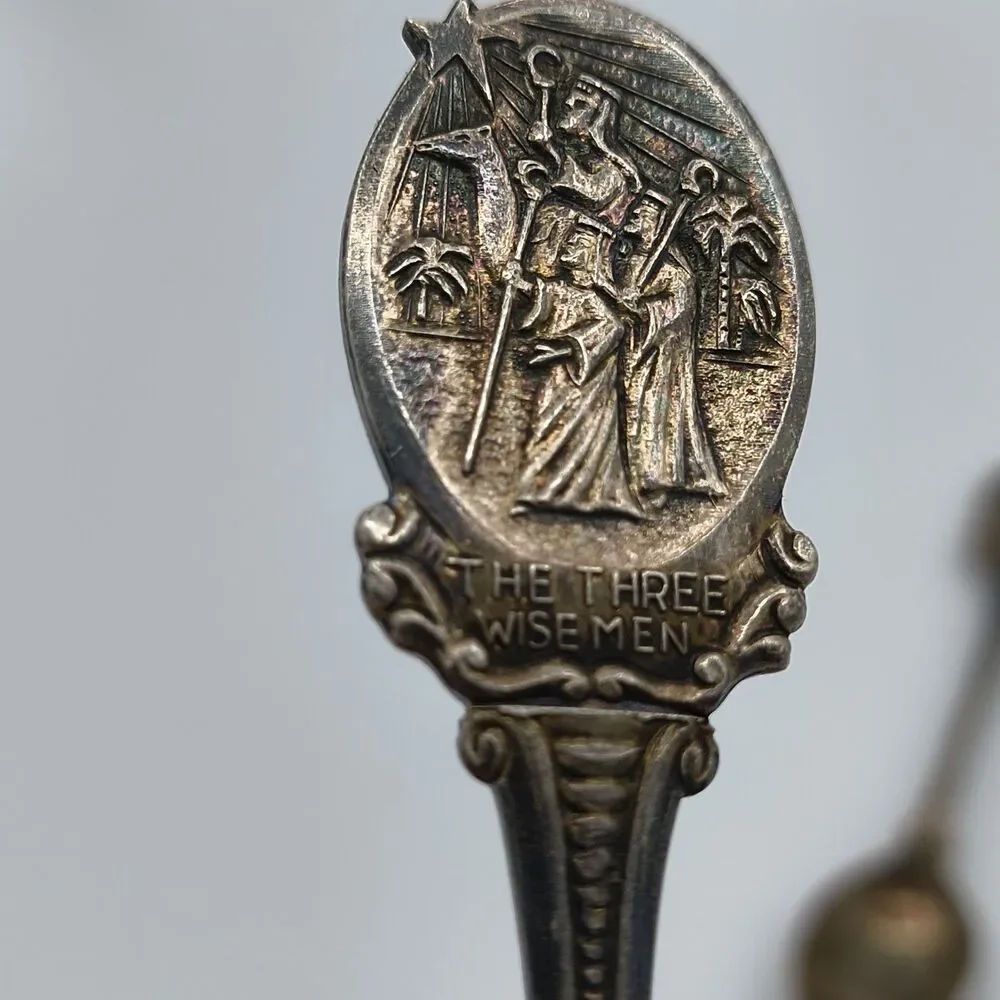 2 HOLLAND Silver plated SPOONs The Shepherds and  Three Wise Men